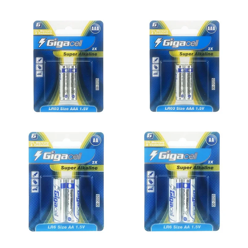 باتری قلمی و نیم قلمی گیگاسل مدل Super Alkaline بسته 8 عددی