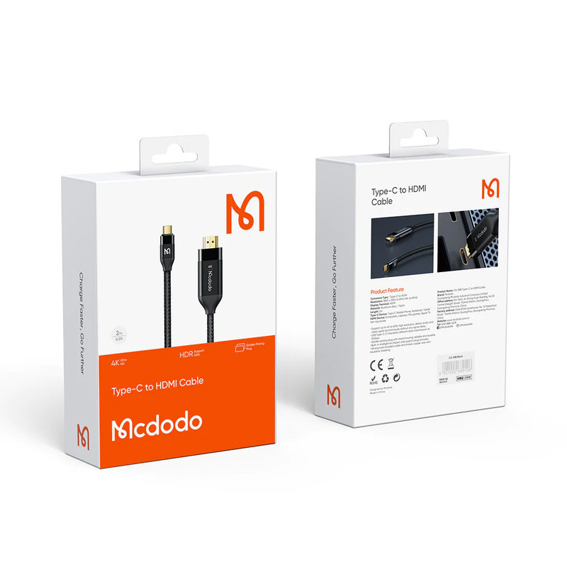 کابل USB-C به HDMI مک دودو مدل CA-5880 طول 2 متر