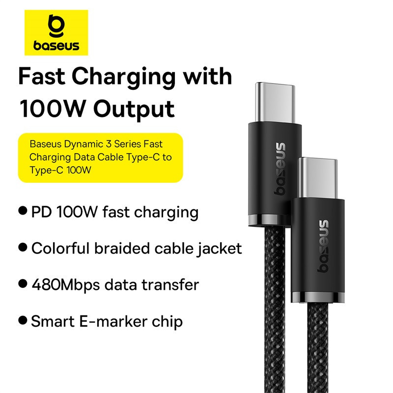 کابل USB-C  بیسوس مدل Dynamic 3 Series 100W طول 1 متر