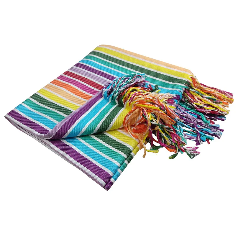 حوله استخری نساجی دُر هنر یزد مدل rainbow ریشه دار سایز 70x150 سانتی متر