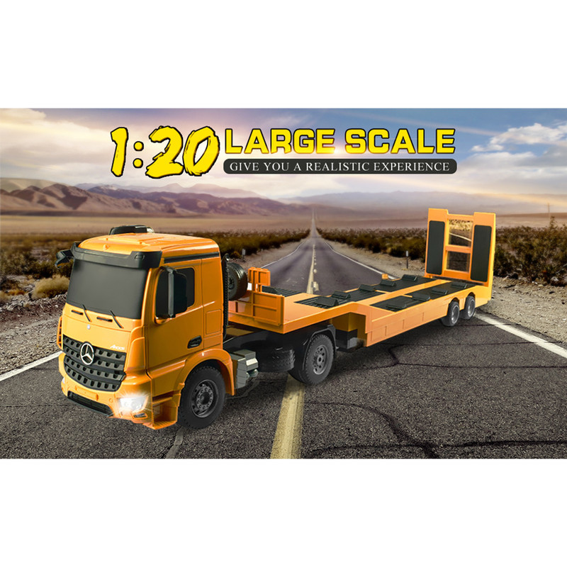 ماشین بازی کنترلی دبل ای مدل Mercedes Benz Arocs Flat Bed Trailer