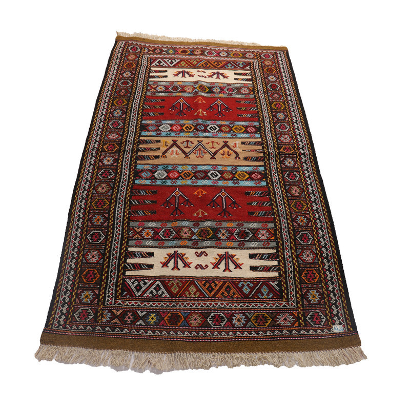 گلیم دستبافت دو متری مدل سفره کردی کد 4020456