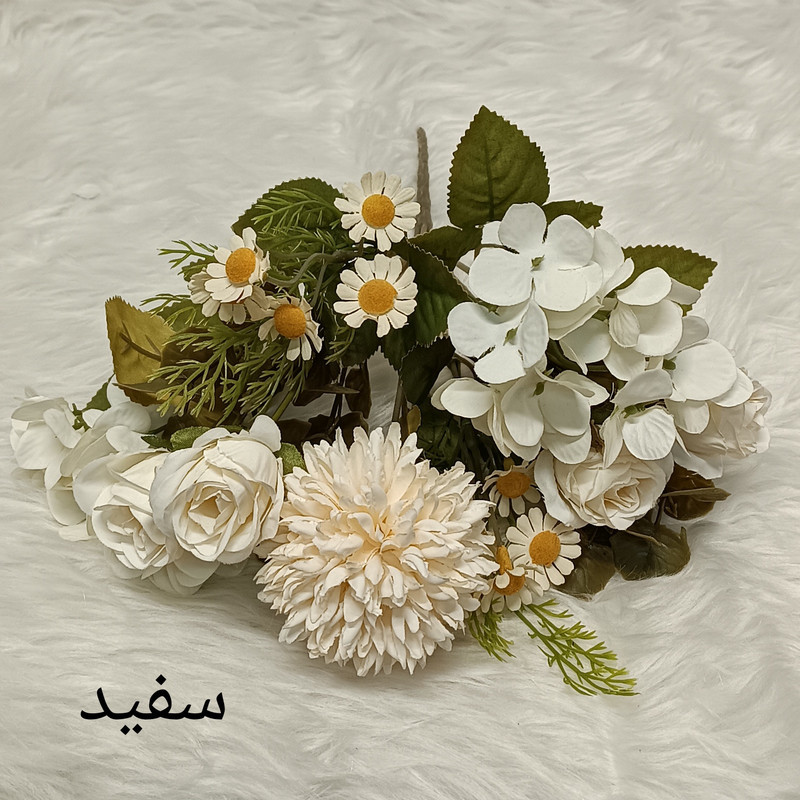 گل مصنوعی مدل بوته رز ارتانزیا مخلوط مینیاتوری