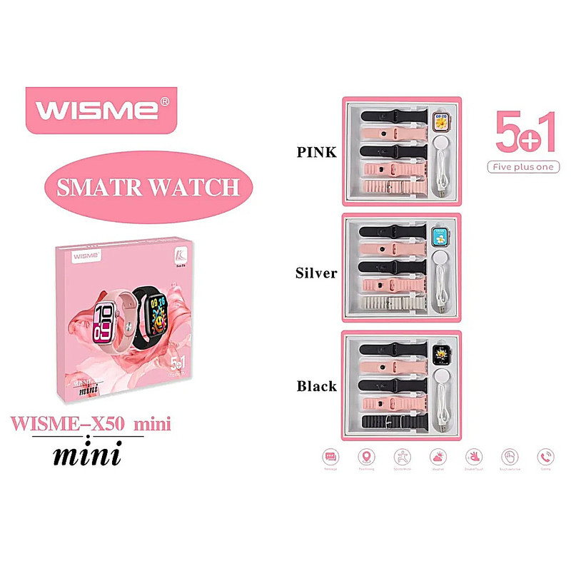 ساعت هوشمند 38 میلیمتری ویسمی مدل X50 MINI با بند سیلیکونی