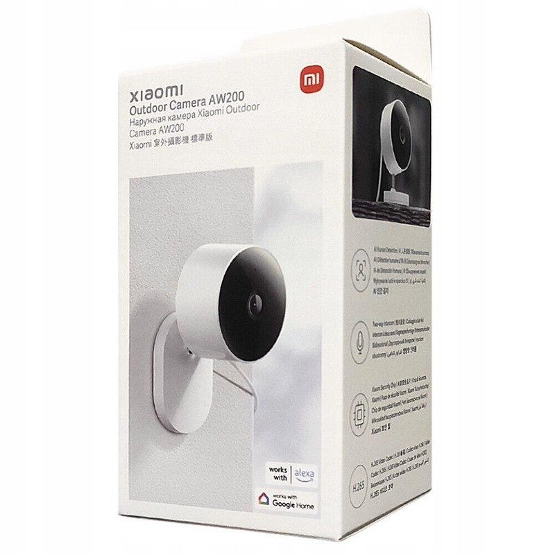 دوربین مداربسته تحت شبکه فضای باز شیائومی مدل AW200 MJSXJ05HL با کیفیت تصویر FHD، مقاوم IP65، دید در شب رنگی با ال‌ای‌دی 940 نانومتری، اتصال بی‌سیم، پشتیبانی از الکسا و گوگل هوم، قابلیت ذخیره‌سازی ابری و کارت حافظه جانبی