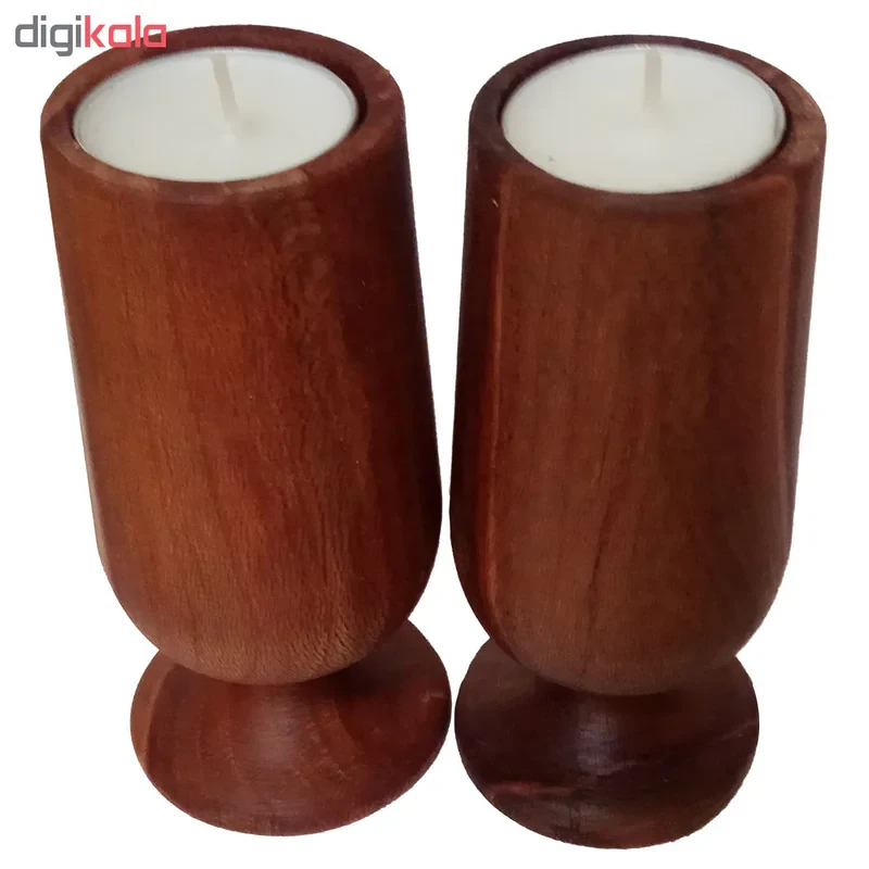 شمعدان چوبی چوبیس کد 3_109 بسته ۲ عددی