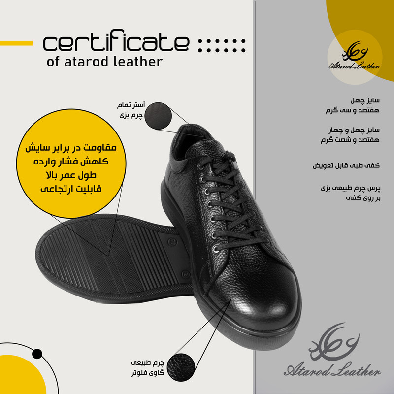 کفش روزمره مردانه چرم عطارد مدل چرم طبیعی کد SH101