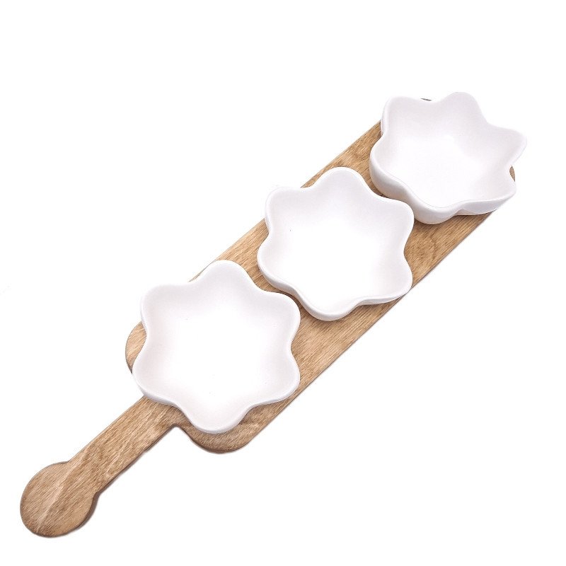 اردوخوری فانتزی مدل خورشید سرامیک و چوب با نگهدارنده 42.5x10.5x1.3 سانتی‌متر، کاسه 10.5x10.5x4 سانتی‌متر، مناسب شستشو با دست