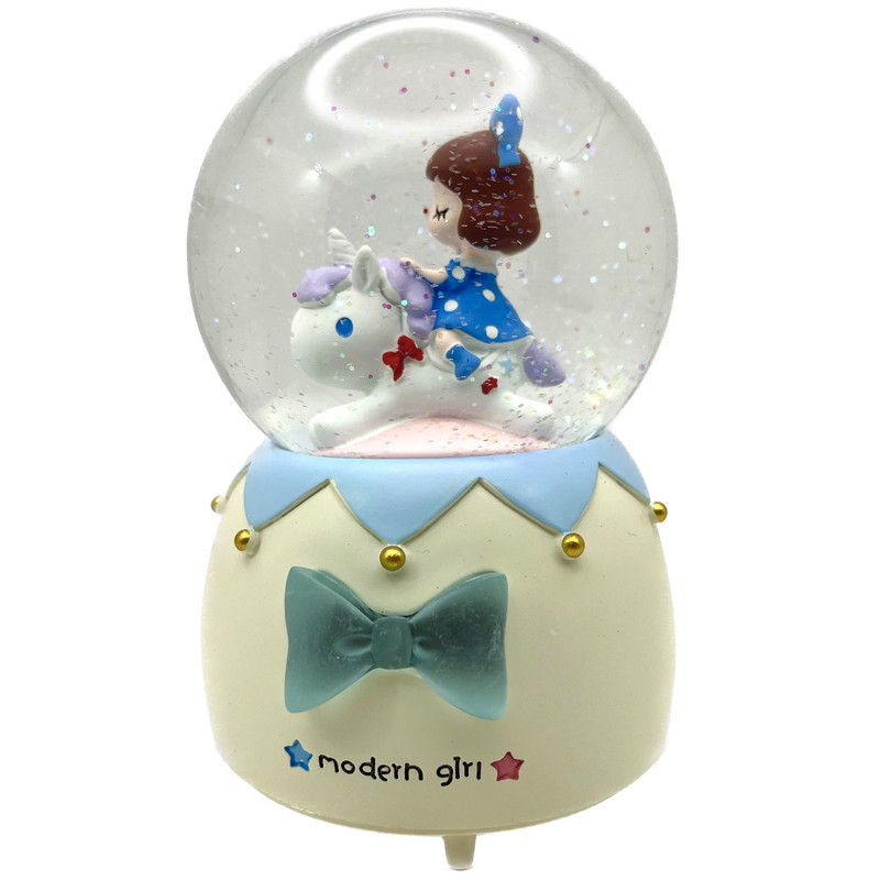 گوی موزیکال مدل پمپی modern girl طرح دختر و اسب شاخدار کد PAB7663