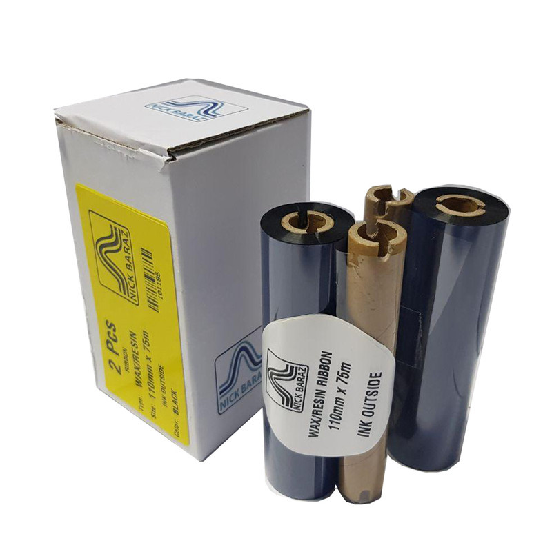 ریبون پرینتر لیبل زن نیک براز مدل WAXRESIN 110mm x 75m بسته 2 عددی