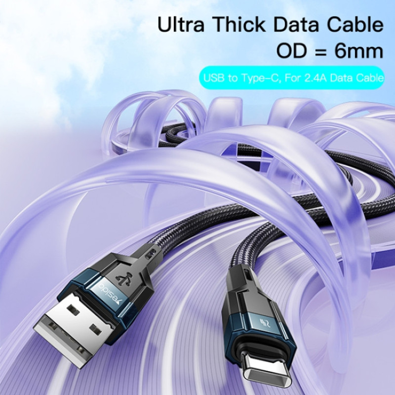 کابل تبدیل USB به USB-C یسیدو مدل CA106 6mm طول 1.2 متر