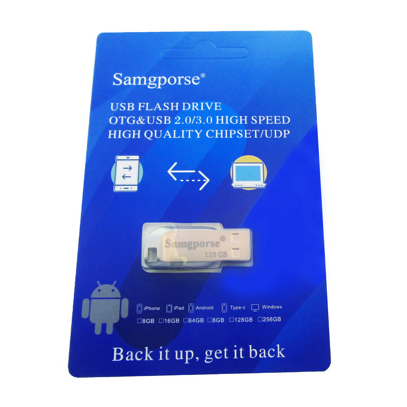 فلش مموری فلزی سمگپرس مدل HIGH SPEED ظرفیت 128 گیگابایت با رابط USB 2.0، سرعت خواندن 20 مگابایت بر ثانیه، طراحی بدون درپوش و شیار اتصال بند، سازگار با تمامی سیستم‌عامل‌ها و دستگاه‌های موبایل، کامپیوتر، لپ‌تاپ و تلویزیون
