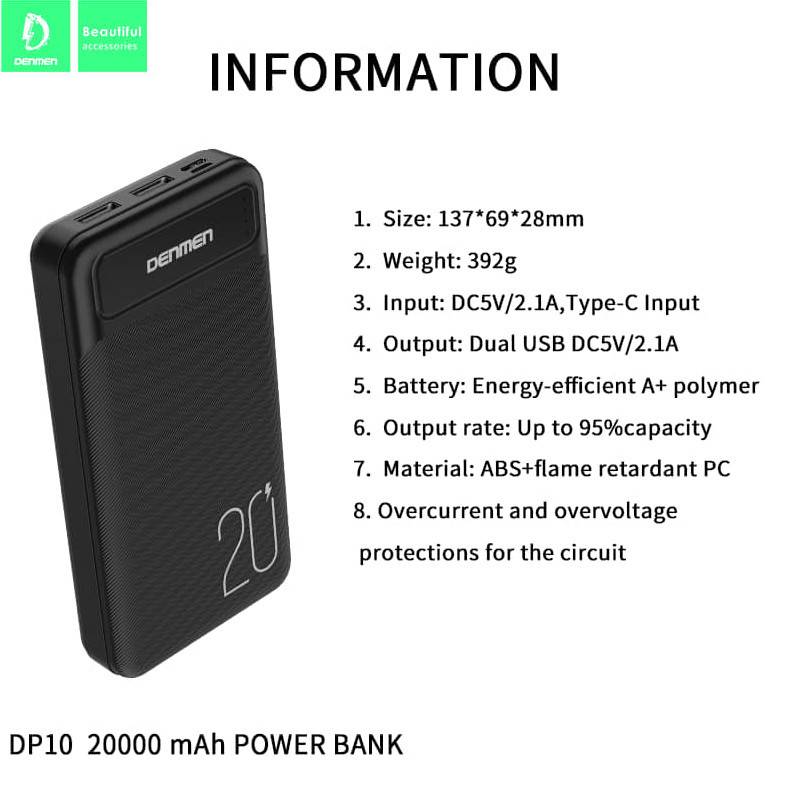 پاوربانک دنمن مدل DP10 ظرفیت 20000 میلی آمپر ساعت