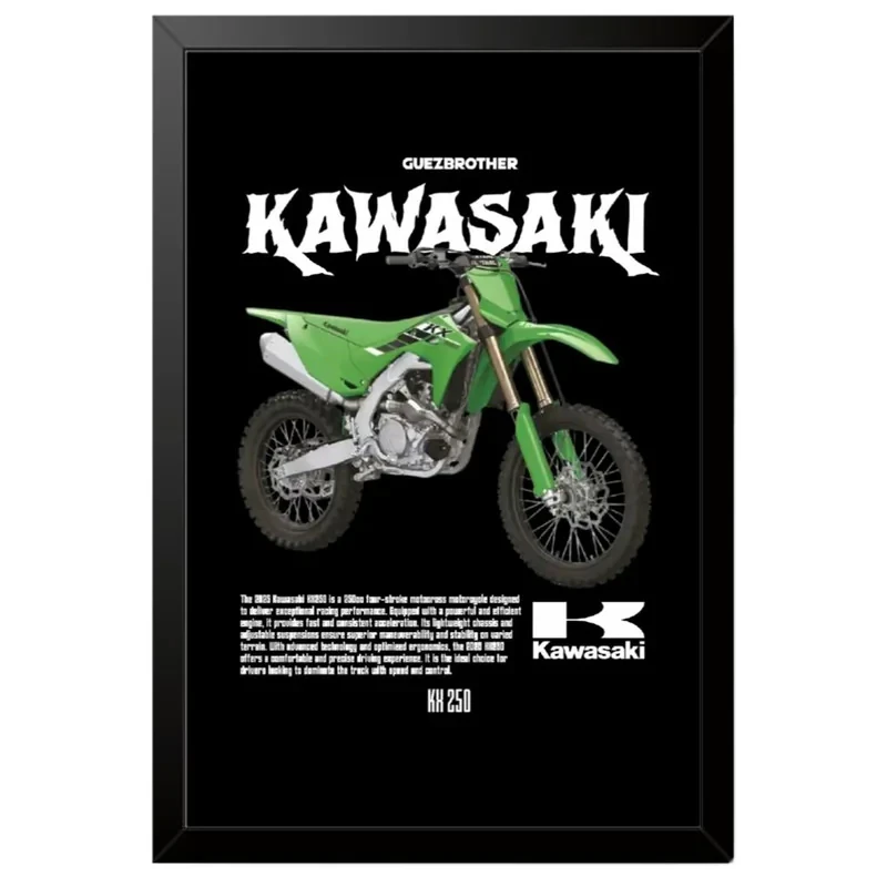 تابلو بکلیت طرح موتور کاوازاکی Kawasaki KX 250 مدل B-po1896 فریم مشکی
