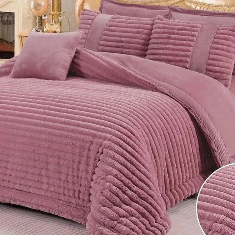 سرویس روتختی مدل مخمل ترک کرکره ای کد AJ 4236 دو نفره 8 تکه