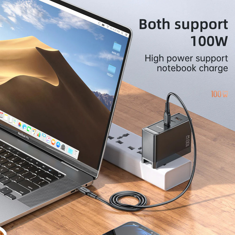 شارژر دیواری 100 وات مک دودو مدل GaN 100W 3-Port بهمراه تبدیل برق