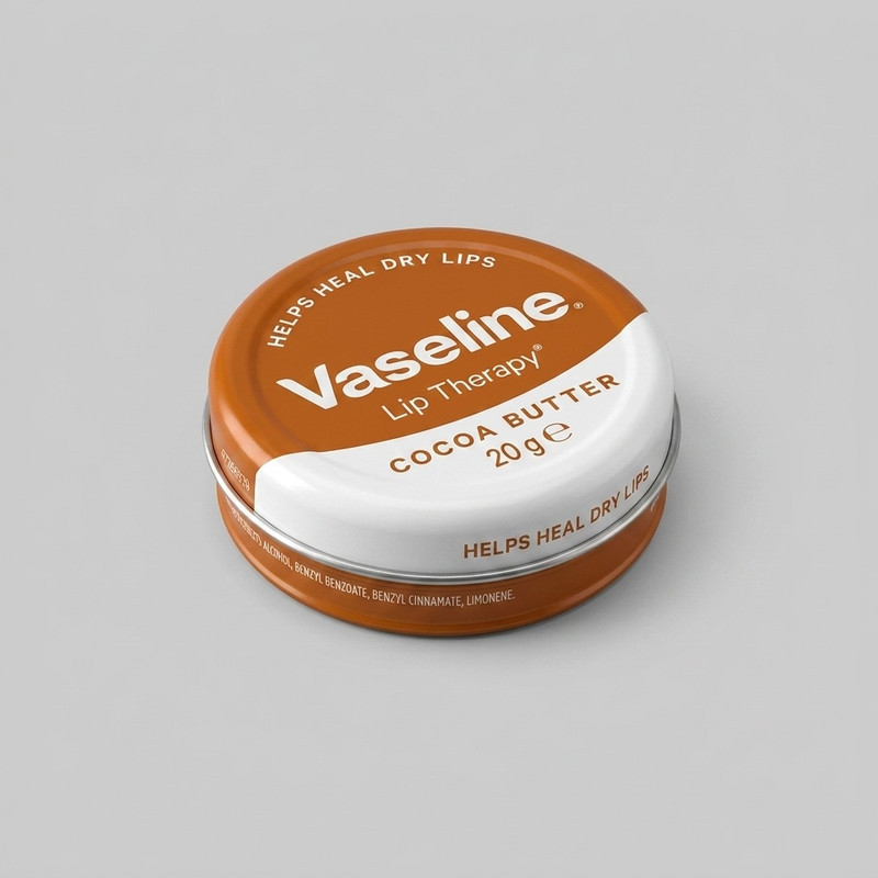 بالم لب مرطوب‌کننده وازلین مدل Cocoa Butter وزن 20 گرم با کره کاکائو، ترمیم‌کننده سریع ترک لب، محافظ در برابر باد و خشکی، فاقد الکل و با رایحه ملایم