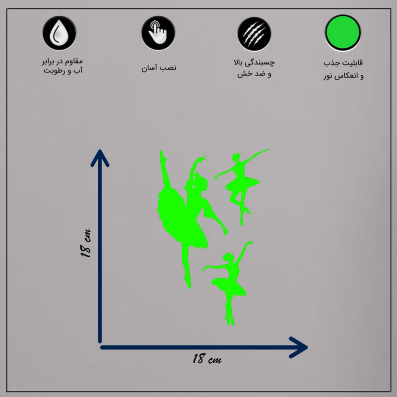 استیکر کلید و پریز مدل شبنما طرح باله کد 01154 بسته 3 عددی