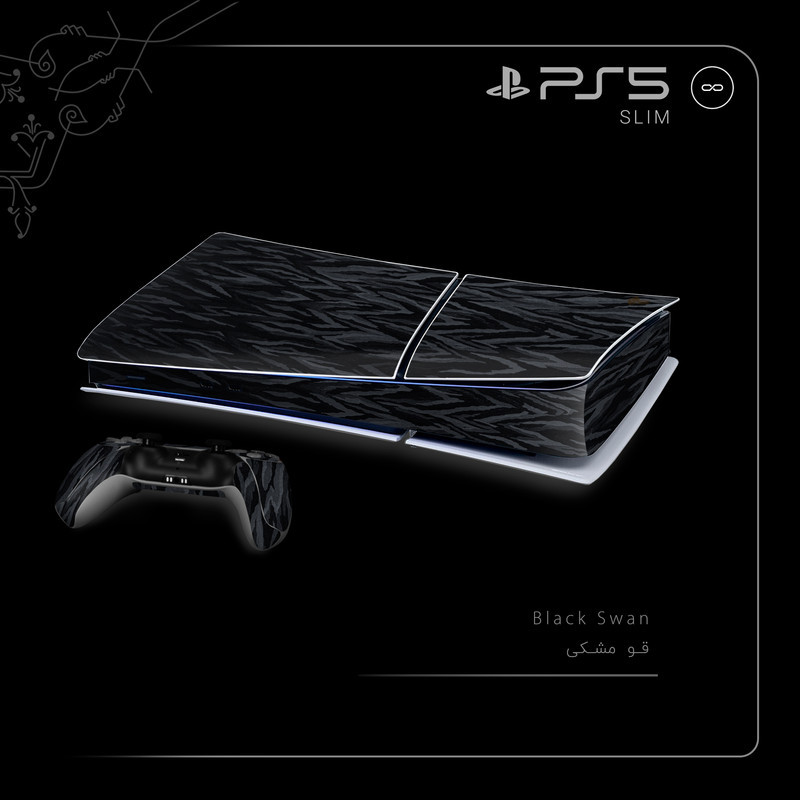برچسب کنسول و دسته بازی PS5 Slim Digital Edition ماهوت مدل Black Swan
