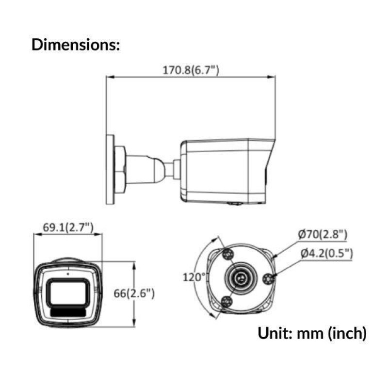 دوربین مداربسته تحت شبکه دیواری هایک ویژن مدل DS-2CD1043G2-LIU با رزولوشن 4 مگاپیکسل، لنز 4 میلی‌متری، دید در شب 30 متر، حذف نویز هوشمند، پشتیبانی از PoE و ضبط صدا داخلی