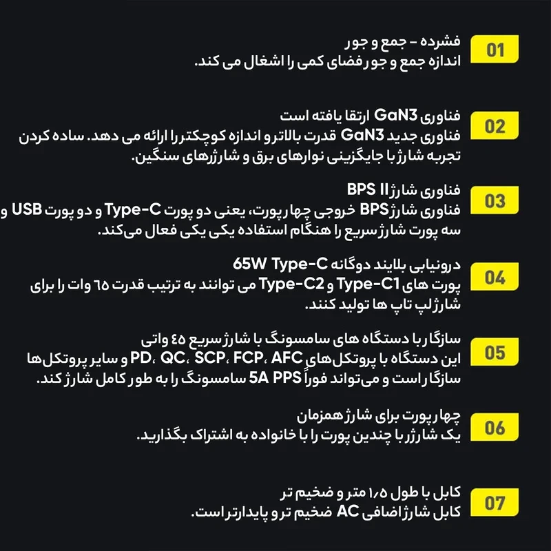 شارژر رومیزی باسئوس مدل Desktop Fast 65W به همراه کابل USB-C
