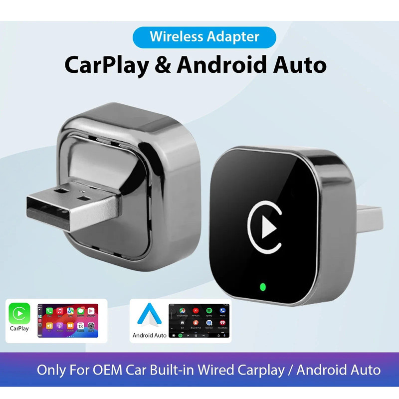 کارپلی و اندروید اتو مدل CPAA-Wifi Box به همراه مبدل USB به USB-C و مبدل USB