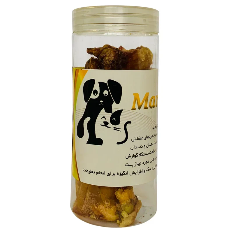 تشویقی سگ پت ماردین مدل حلق گوساله اسلایسی طعم گوشت وزن 90 گرم