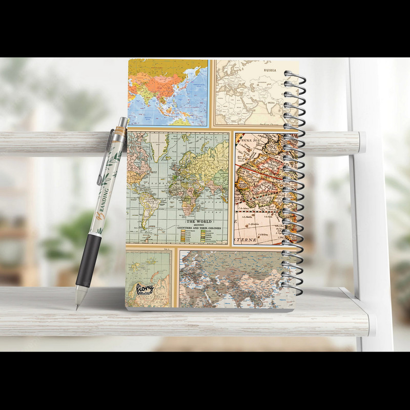 دفتر مشق 100 برگ مستر راد مدل نقشه جهان طرح world map کد fiory 2415