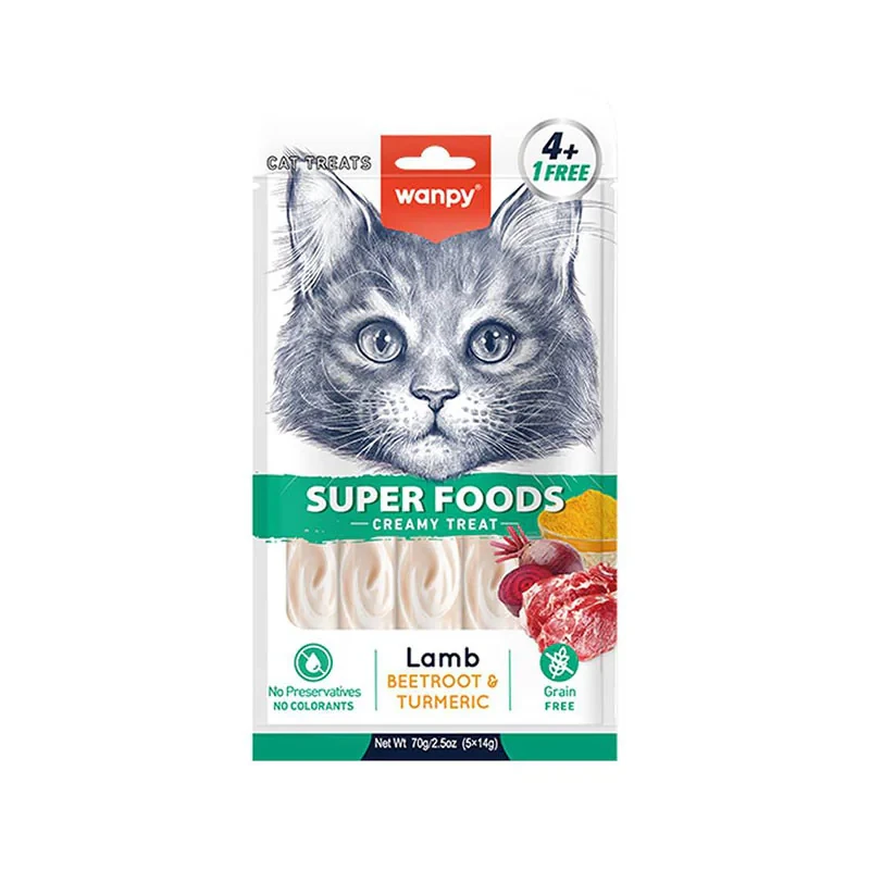تشویقی گربه ونپی مدل Superfoods Creamy Lickable با طعم بره، چغندر و زردچوبه وزن 70 گرم