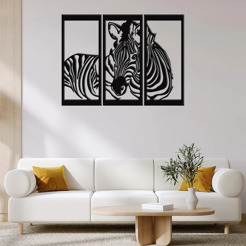 دیوارکوب مدل گورخر فلزی Zebra مجموعه 3 عددی