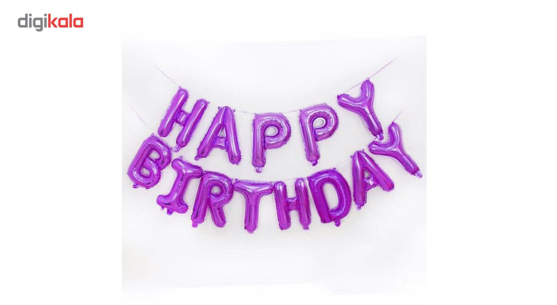 بادکنک فویلی Happy Birthday سورتک طرح Purple
