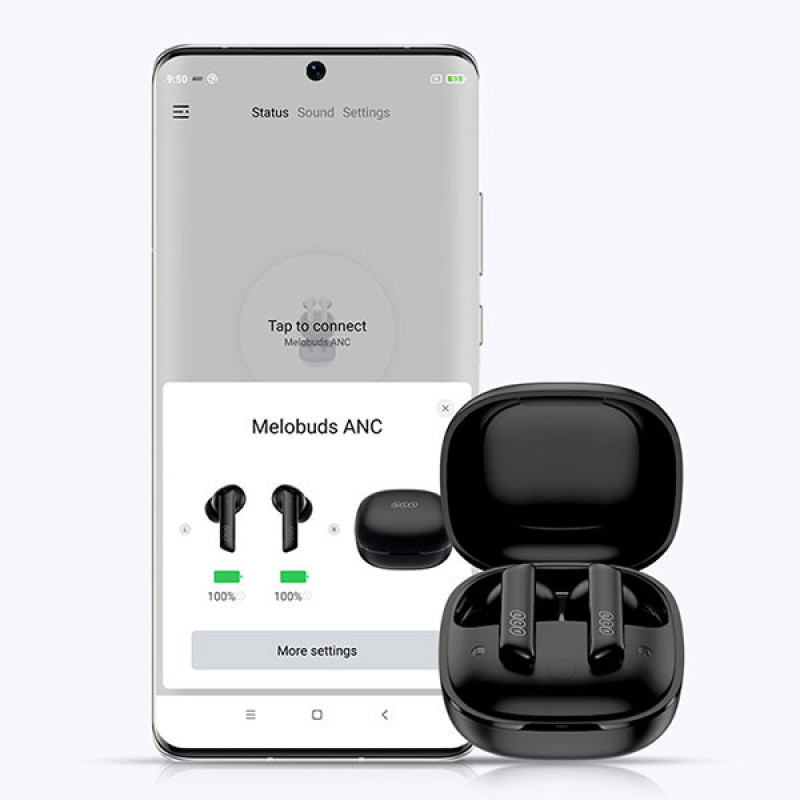 هدفون بلوتوثی کیو سی وای مدل Melobuds ANC HT05 با نویز کنسلینگ فعال (ANC)، درگاه شارژ USB Type-C، پشتیبانی از شارژ سریع، تکنولوژی حذف باد، مقاوم در برابر رطوبت و عرق