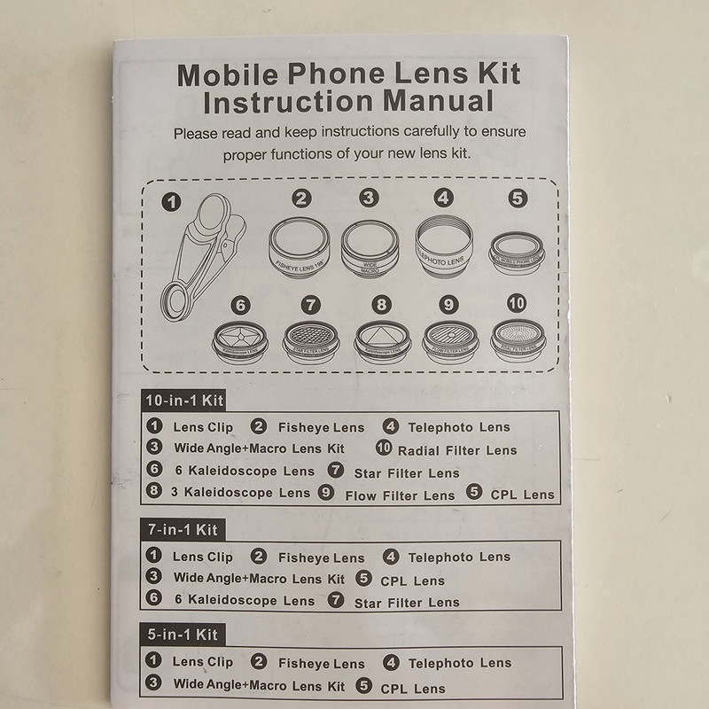 لنز کلیپسی موبایل مدل XH-1001 مجموعه 10 عددی