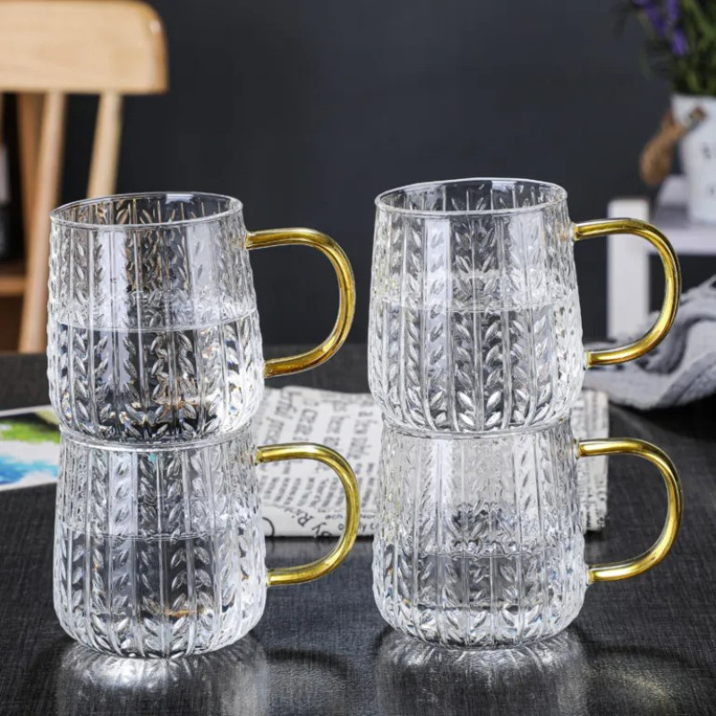 لیوان دسته دار مدل برگ گندم کد RA1369-28 بسته شش عددی