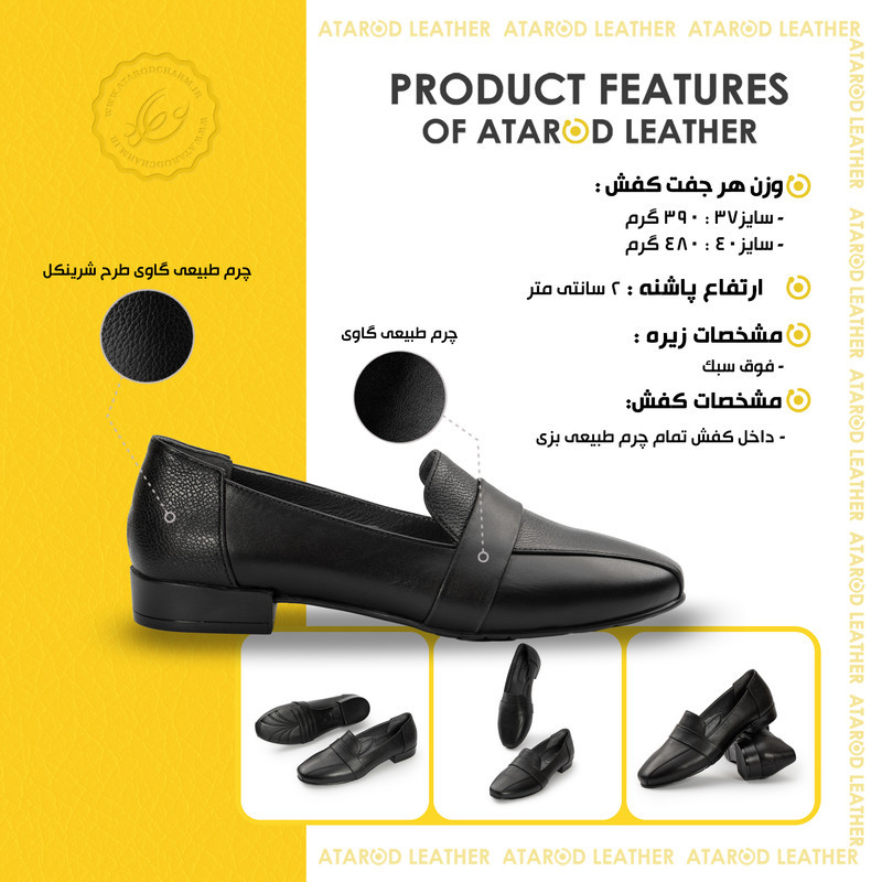 کفش زنانه چرم عطارد مدل چرم طبیعی کد SH393