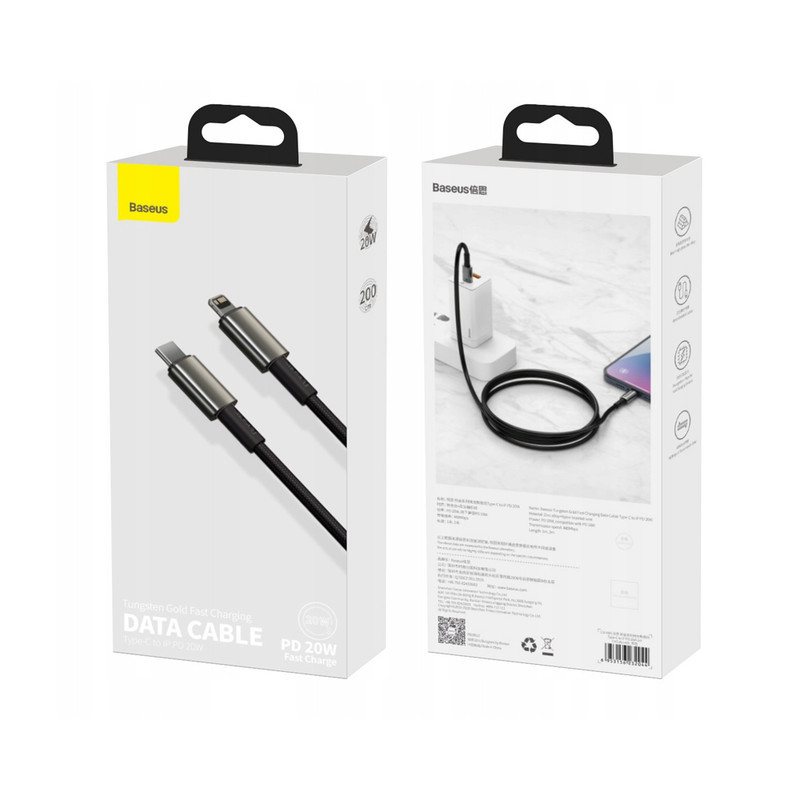 کابل تبدیل USB-C به لایتنینگ باسئوس مدل Tungsten طول 2 متر