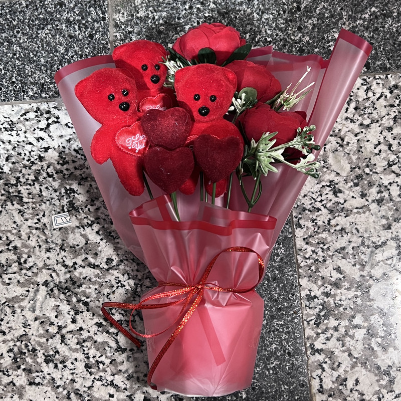 دسته گل مصنوعی مدل خرس و آنوما