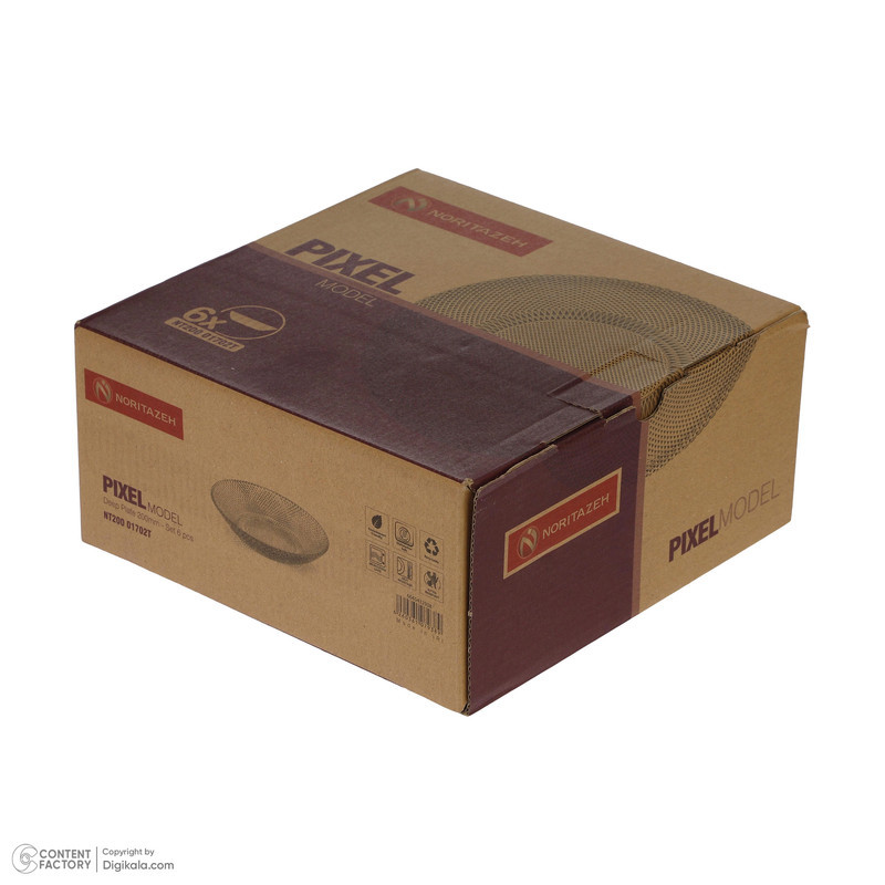 بشقاب خورش خوری نوری تازه مدل پیکسل کد NT20001702T بسته 6 عددی
