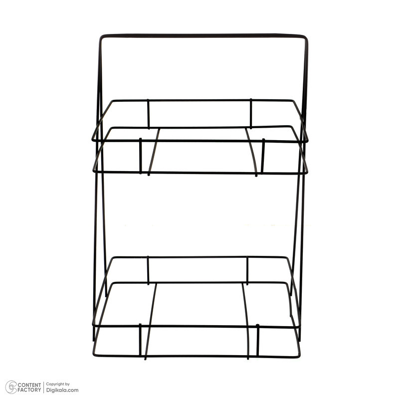 استند پذیرایی دو طبقه MDF و فلز مدل دو طبقه کف چوبی با طراحی مربع و وزن 615 گرم، مناسب سرو و پذیرایی با استحکام بالا و امکان استفاده در فضای داخلی