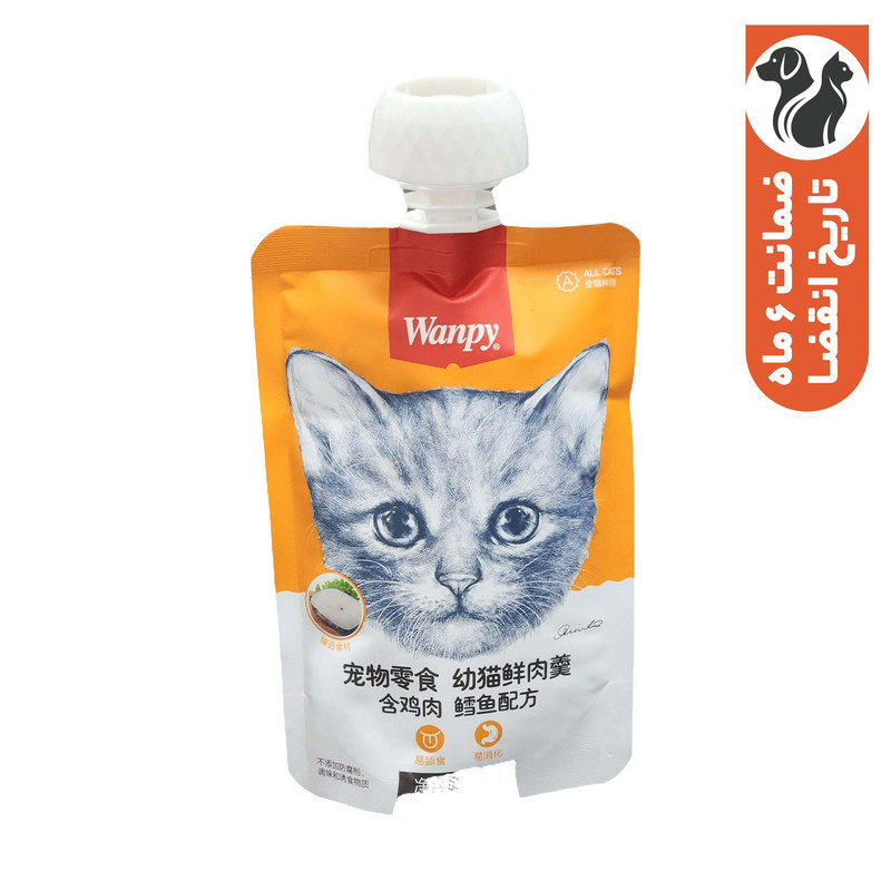 پودینگ گربه ونپی مدل سفارش چین با طعم ماهی‌ کاد و مرغ وزن 90 گرم