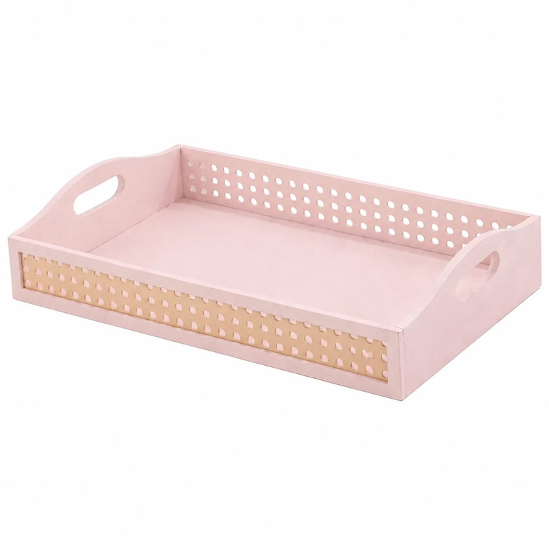 سینی دسته دار طرح حصیری کد P247 سایز 22*33 سانتی متر