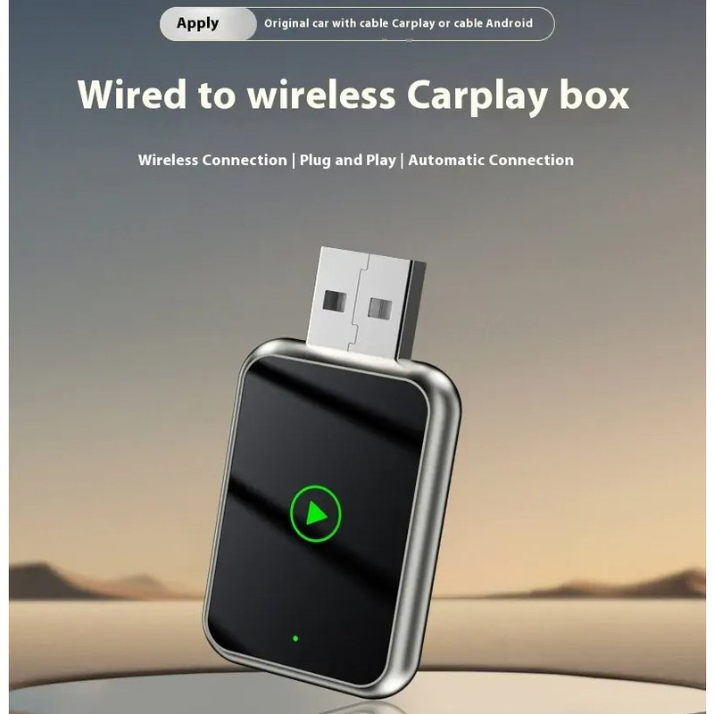 کارپلی و اندروید اتو مدل Wireless CarPlayAndroid Auto Q1J به همراه مبدل USB به USB-C