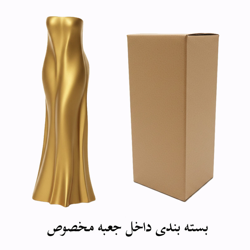 گلدان دکوری رومیزی استوانه‌ای مدل لباس مجلسی از سنگ مصنوعی با ارتفاع 18 سانتی‌متر، مناسب گل‌های آپارتمانی، طراحی هنرمندانه و پوشش رنگ مات و براق مقاوم