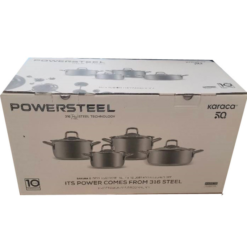 سرویس قابلمه استیل 8 پارچه کاراجا مدل Sakura Powersteel 316