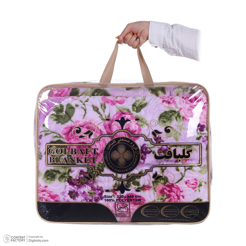 پتو دو نفره گلبافت مدل گلدار پرسی سایز 240x220 سانتی‌متر