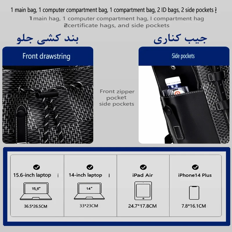 کوله پشتی لپ تاپ مدل 7232 مناسب برای لپ تاپ 14.1 تا 15.6 اینچی