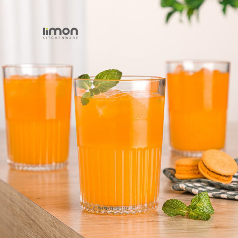 لیوان لیمون مدل شیاردار کد 350Ml بسته 3 عددی