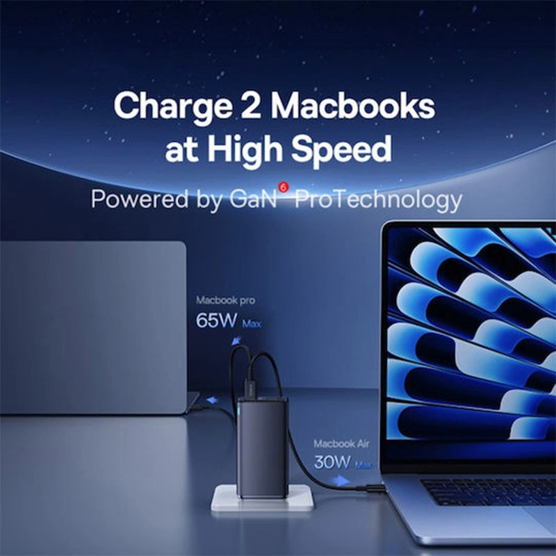 شارژر دیواری 100 وات 4 پورت بیسوس مدل GaN6 Pro به همراه کابل USB-C به USB-C