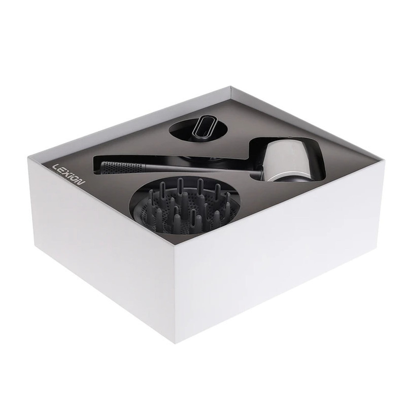 سشوار حرفه‌ای 1600 وات لکسیون مدل Rapid Air Pro HD:1698، موتور BLDC وزن 500 گرم، المنت فلز، دارای سری دیسپانسر، متمرکز‌کننده پهن با ویژگی صاف‌کنندگی، حجم‌دهندگی، با قابلیت عملکرد توربو  با سرعت 110 هزار در دقیقه