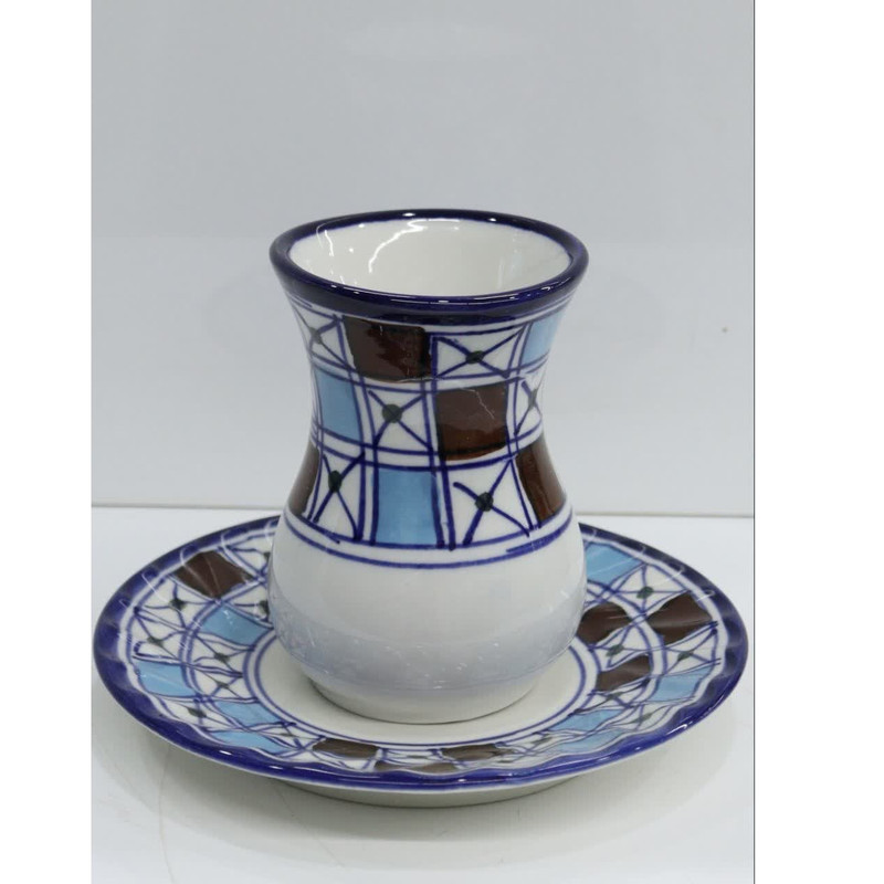 فنجان و نعلبکی چینی میبدمروارید مدل شطرنجی بسته 4عددی